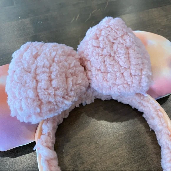 Disney Parks Tie Dye Pink Sherpa Headband Ears NWT - Picture 9 of 10